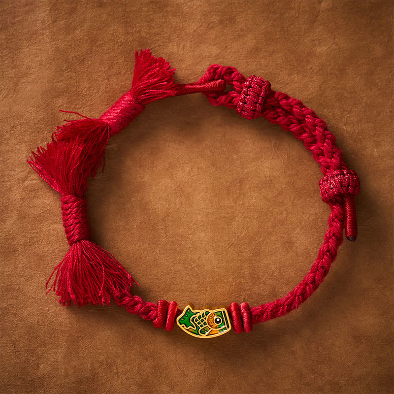 Buddha Stones Auspicious Red String Koi Fish Success Bracelet