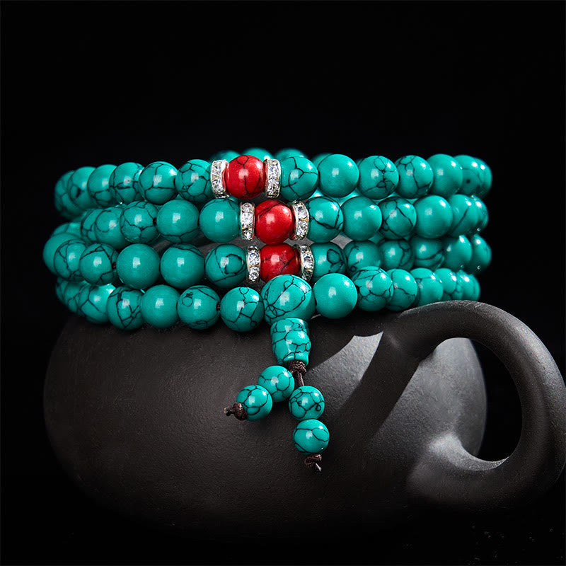 EverestArtStudios Turquoise Inspired 108 Beads Multi Wrap Protection Mala