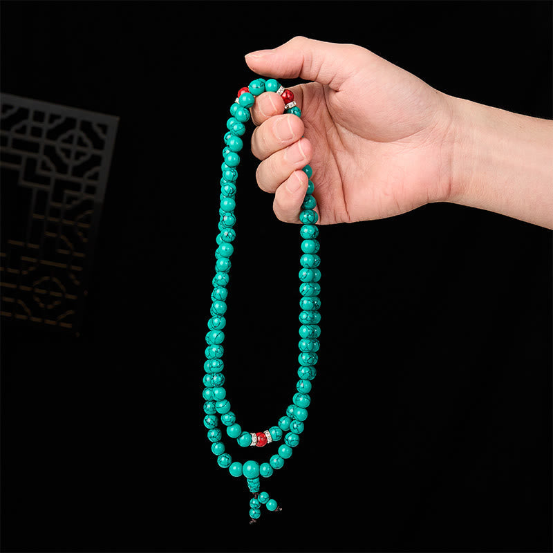 EverestArtStudios Turquoise Inspired 108 Beads Multi Wrap Protection Mala