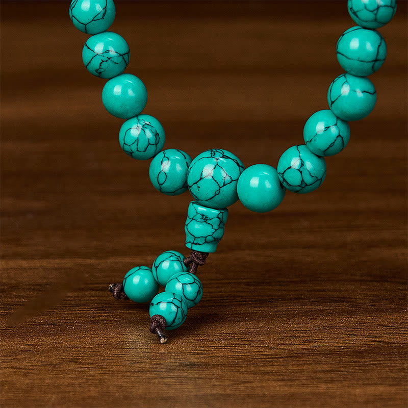 EverestArtStudios Turquoise Inspired 108 Beads Multi Wrap Protection Mala