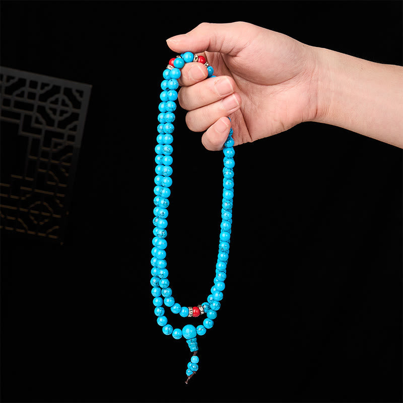 EverestArtStudios Turquoise Tibetan Round 108 Bead Protection Mala