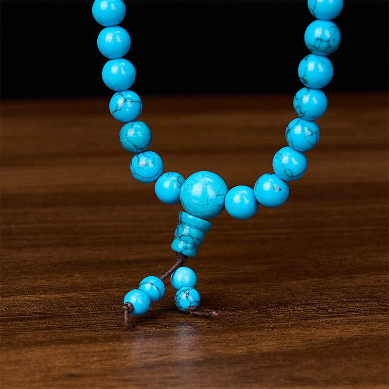 EverestArtStudios Turquoise Tibetan Round 108 Bead Protection Mala