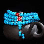EverestArtStudios Turquoise Tibetan Round 108 Bead Protection Mala