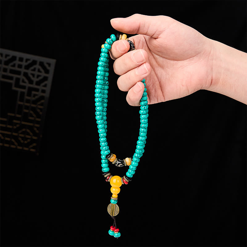 EverestArtStudios Turquoise Abacus Beads Dzi Bead Communication and Prosperity Mala