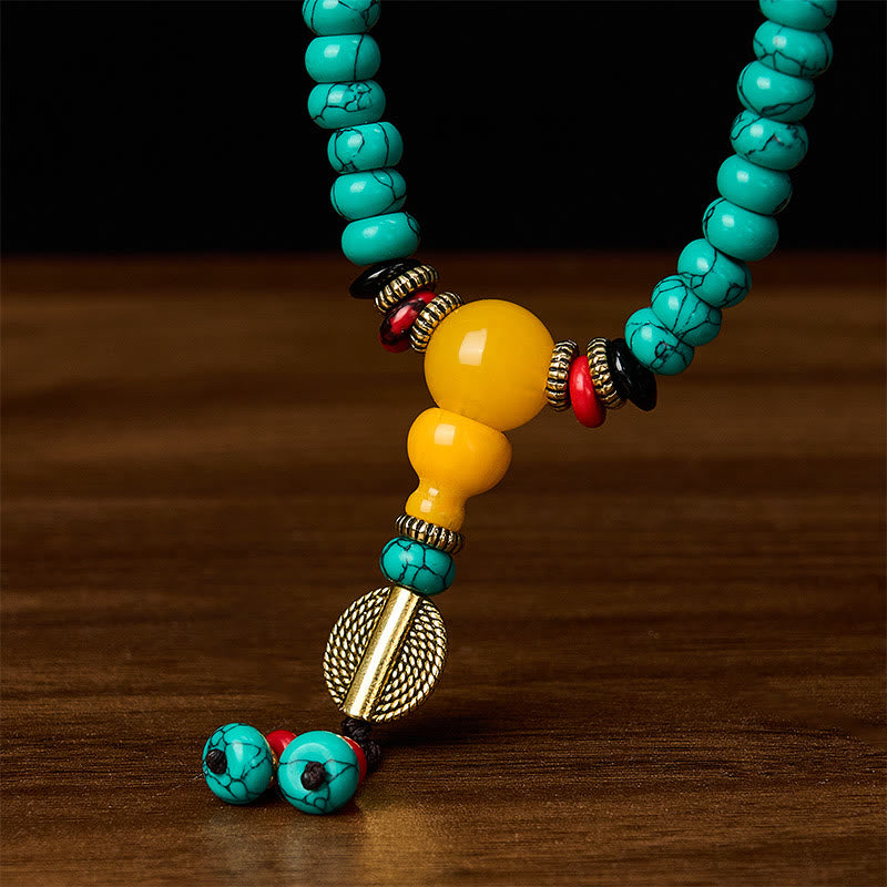 EverestArtStudios Turquoise Abacus Beads Dzi Bead Communication and Prosperity Mala
