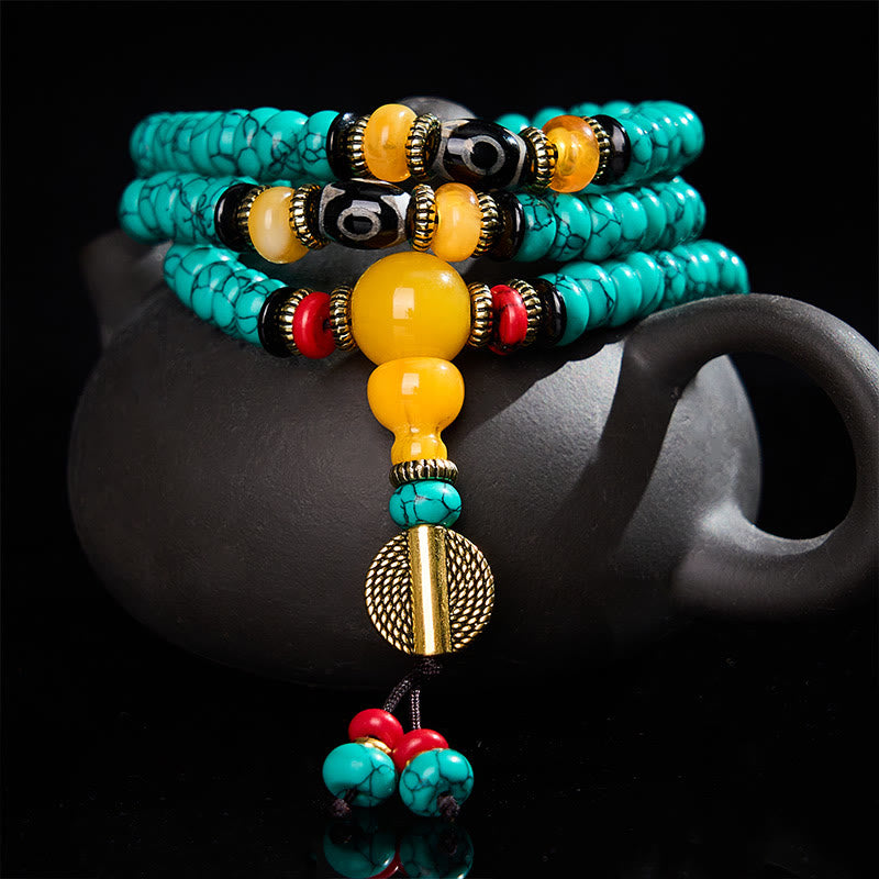 EverestArtStudios Turquoise Abacus Beads Dzi Bead Communication and Prosperity Mala