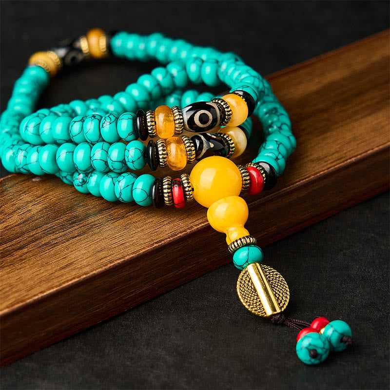 EverestArtStudios Turquoise Abacus Beads Dzi Bead Communication and Prosperity Mala