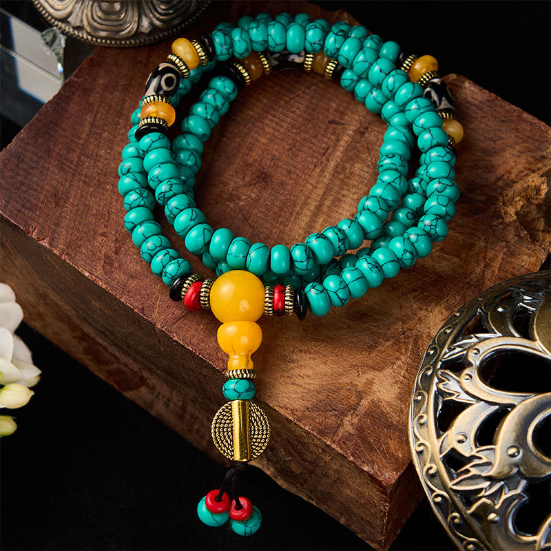 EverestArtStudios Turquoise Abacus Beads Dzi Bead Communication and Prosperity Mala