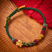 Buddha Stones Hand-Woven Red String Lucky Cat Protection Bracelet