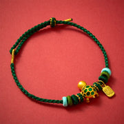 Buddha Stones Hand-Woven Red String Turtle Fu Character Endurance Bracelet