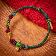 Buddha Stones Hand-Woven Copper Turtle Red String Protection Bracelet