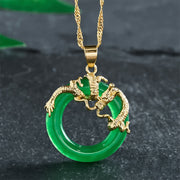EverestArtstudios Jade Dragon Round Pendant Protection Necklace