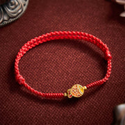 Buddha Stones Hand-Woven Flower Koi Fish Luck Red Rope Bracelet