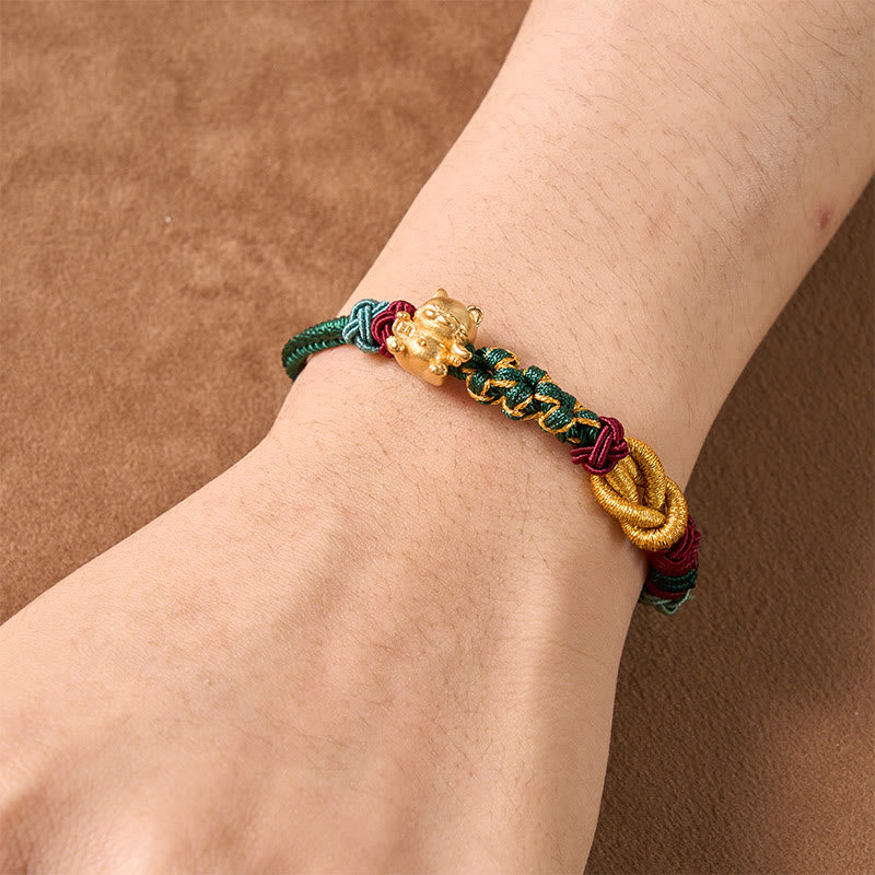 Buddha Stones Hand-Woven Red String Lucky Cat Protection Bracelet