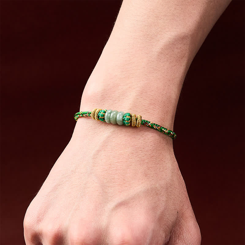 EverestArtstudios Hand-Woven Luck Abacus Jade Beads String Bracelet