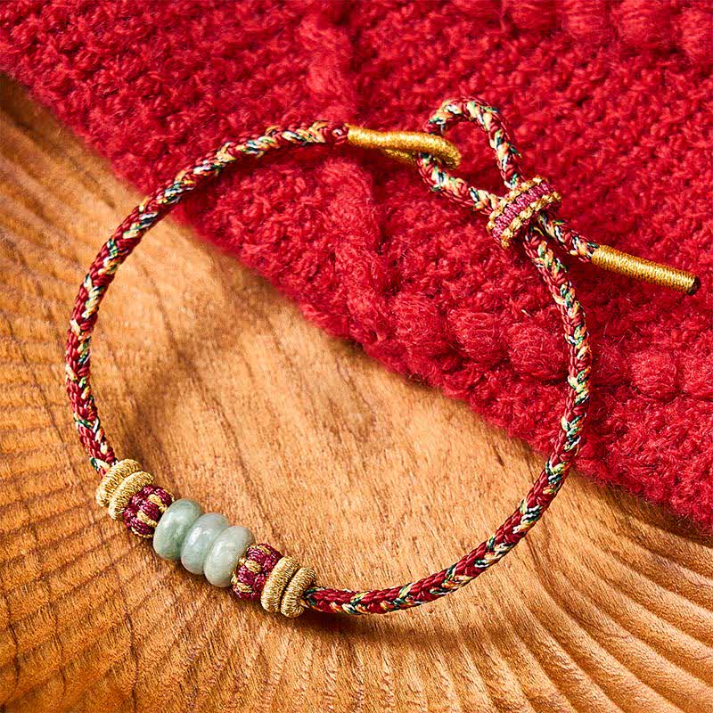 Buddha Stones Hand-Woven Luck Abacus Jade Beads String Bracelet