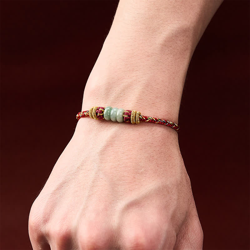 EverestArtstudios Hand-Woven Luck Abacus Jade Beads String Bracelet
