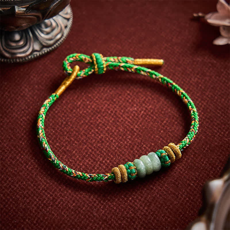 Buddha Stones Hand-Woven Luck Abacus Jade Beads String Bracelet