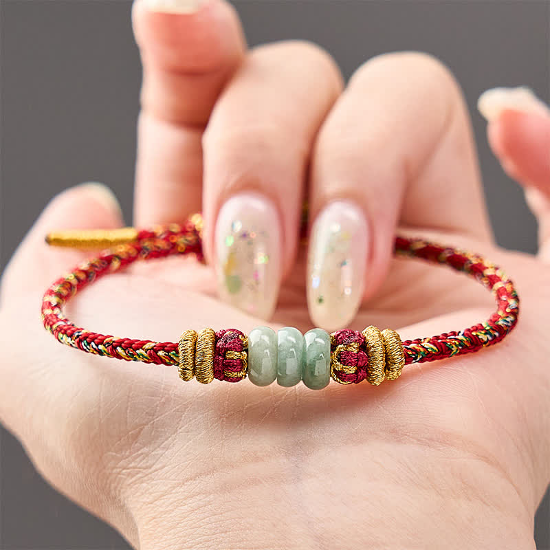 Buddha Stones Hand-Woven Luck Abacus Jade Beads String Bracelet