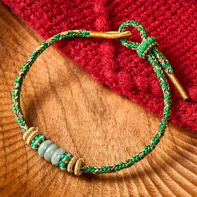EverestArtstudios Hand-Woven Luck Abacus Jade Beads String Bracelet