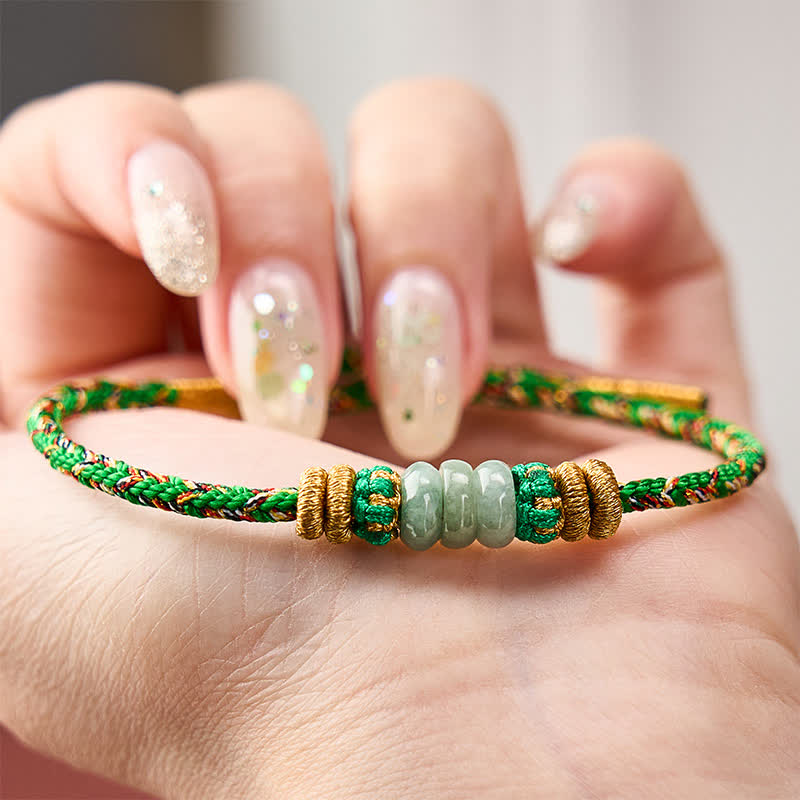 Buddha Stones Hand-Woven Luck Abacus Jade Beads String Bracelet