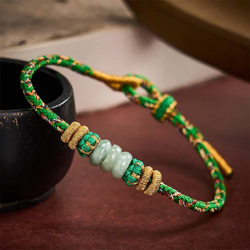 EverestArtstudios Hand-Woven Luck Abacus Jade Beads String Bracelet