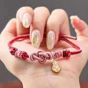 Buddha Stones Hand-Woven "Get Rich Quickly" Gourd Strength Pink String Bracelet