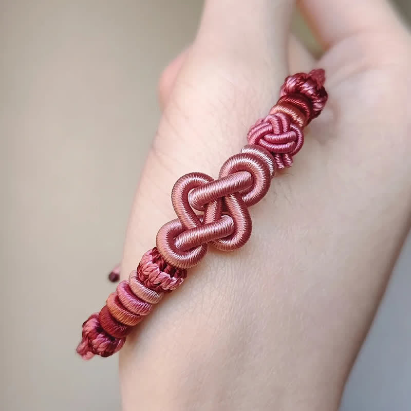 EverestArtstudios Hand-Woven Jade Beads Luck Pink String Bracelet