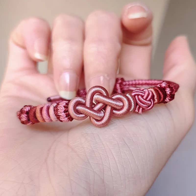 EverestArtstudios Hand-Woven Jade Beads Luck Pink String Bracelet