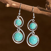 EverestArtStudios Turquoise Beads Balance Long Drop Earrings