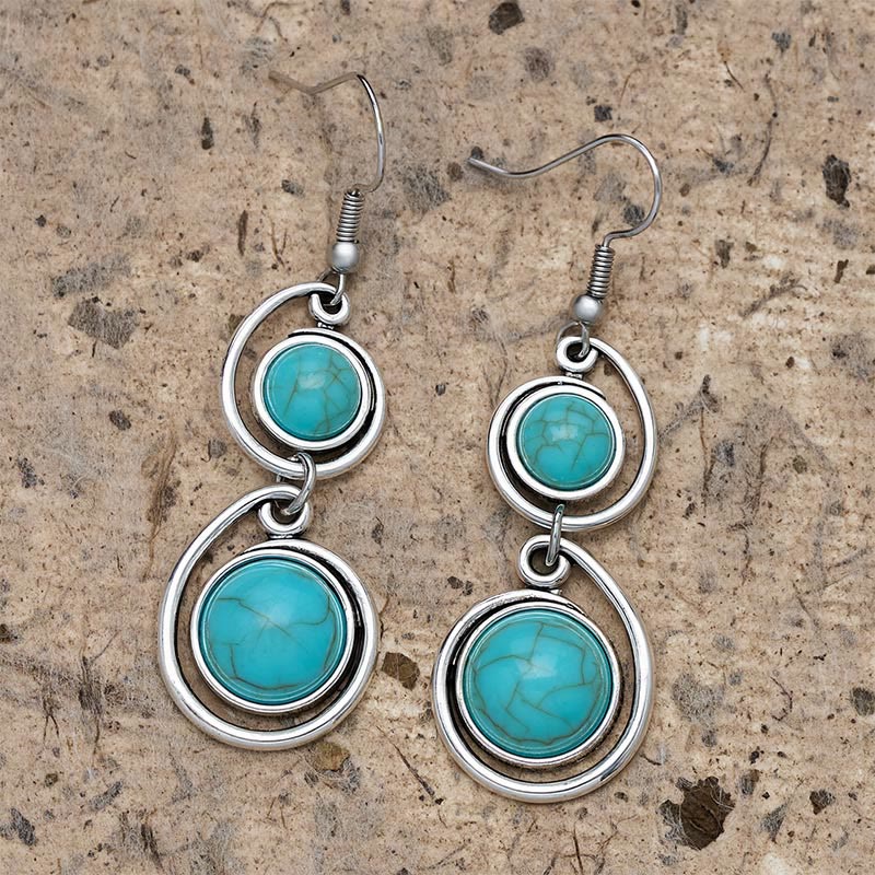 EverestArtStudios Turquoise Beads Balance Long Drop Earrings
