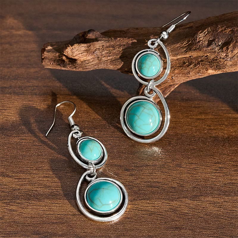 EverestArtStudios Turquoise Beads Balance Long Drop Earrings