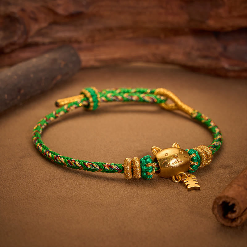 Buddha Stones Copper Cat Fish Multiple Colors String Balance Bracelet