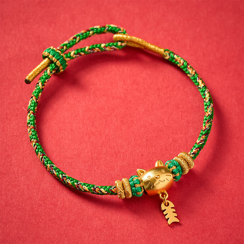 Buddha Stones Copper Cat Fish Multiple Colors String Balance Bracelet
