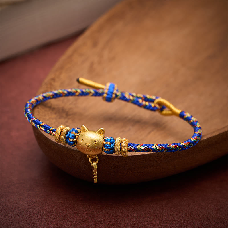 Buddha Stones Copper Cat Fish Multiple Colors String Balance Bracelet