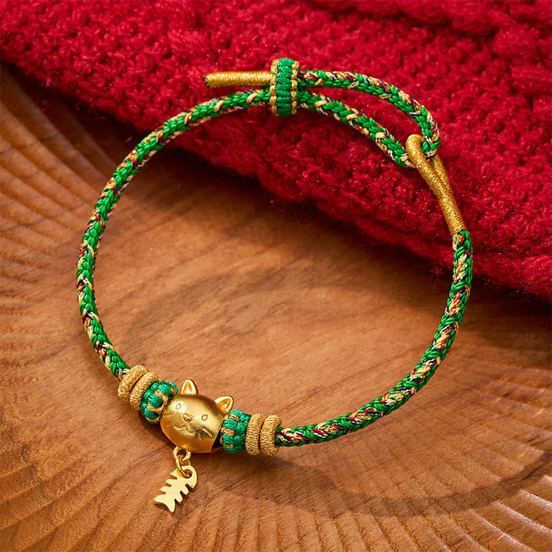 Buddha Stones Copper Cat Fish Multiple Colors String Balance Bracelet