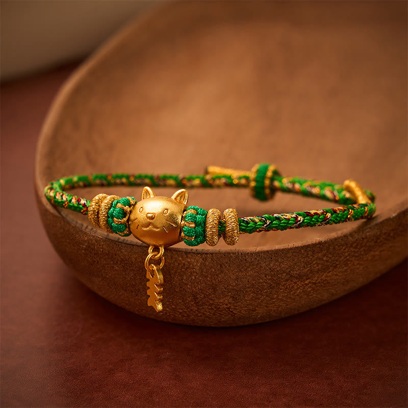 Buddha Stones Copper Cat Fish Multiple Colors String Balance Bracelet