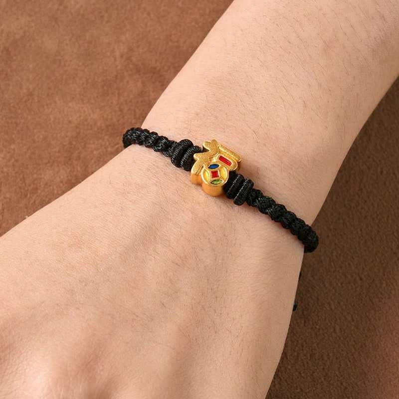 Buddha Stones Fu Character Red String Balance Tibet Adjustable Bracelet