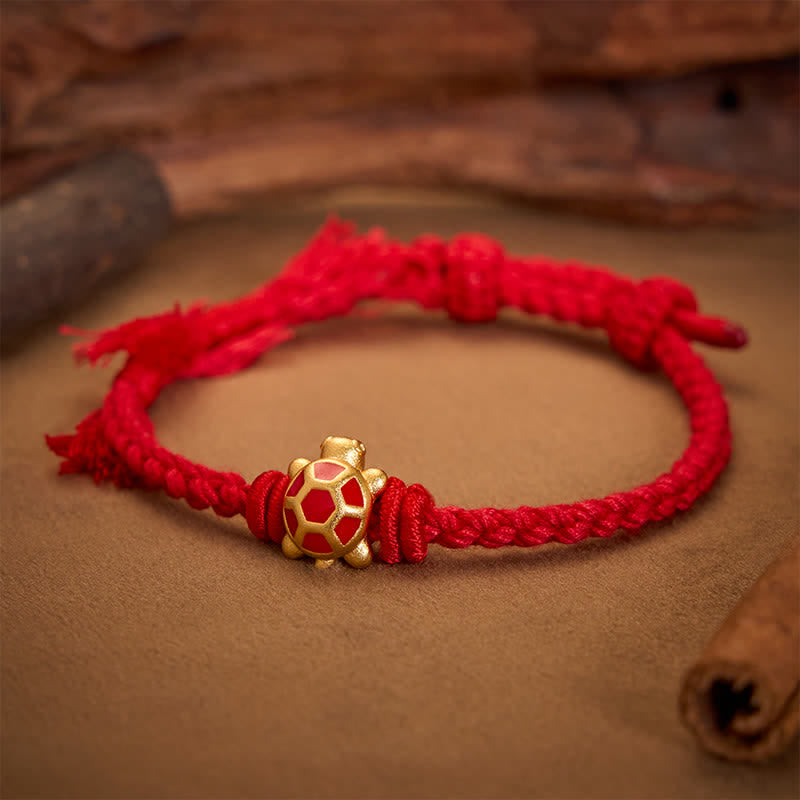 Buddha Stones Longevity Turtle Red String Balance Tibet Adjustable Bracelet