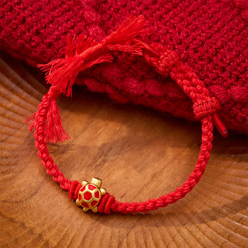 Buddha Stones Longevity Turtle Red String Balance Tibet Adjustable Bracelet