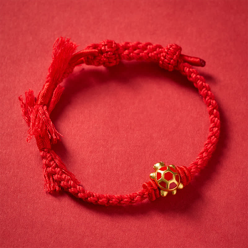 Buddha Stones Longevity Turtle Red String Balance Tibet Adjustable Bracelet