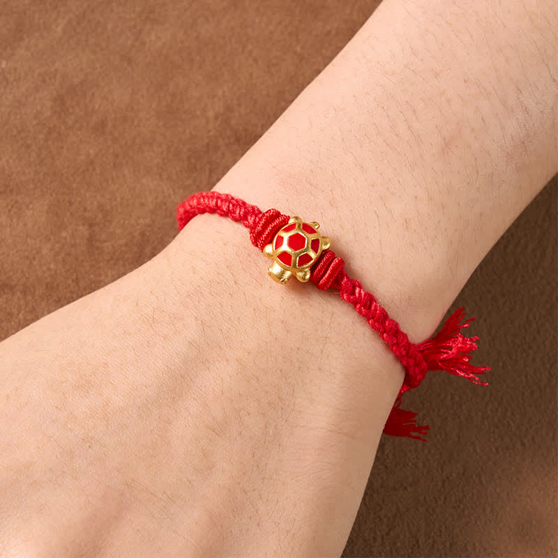 Buddha Stones Longevity Turtle Red String Balance Tibet Adjustable Bracelet