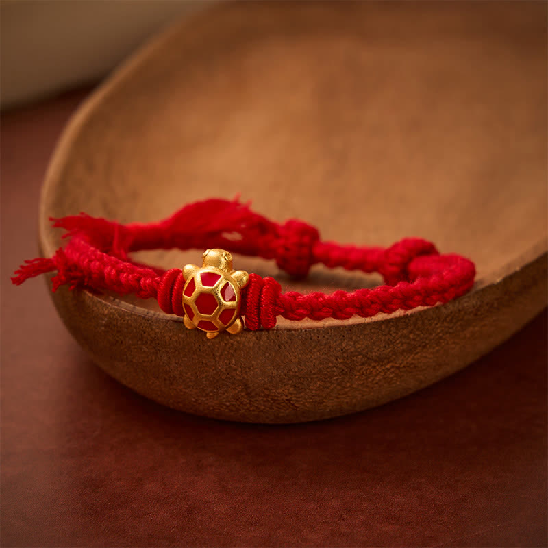 Buddha Stones Longevity Turtle Red String Balance Tibet Adjustable Bracelet
