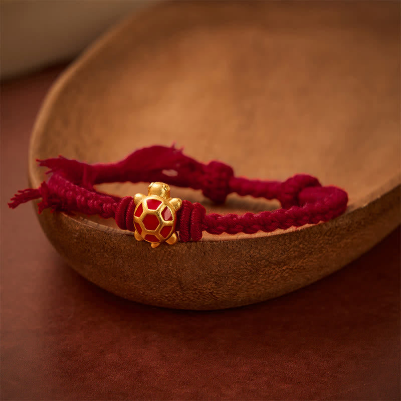 Buddha Stones Longevity Turtle Red String Balance Tibet Adjustable Bracelet
