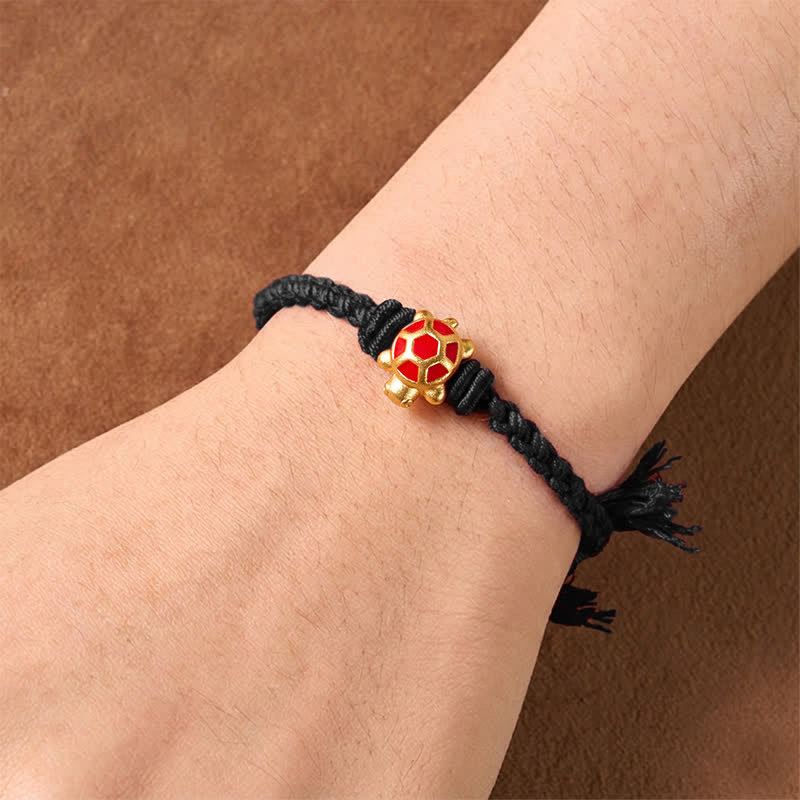 Buddha Stones Longevity Turtle Red String Balance Tibet Adjustable Bracelet