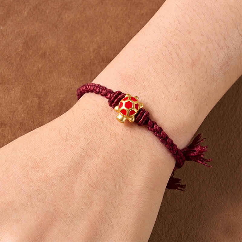 Buddha Stones Longevity Turtle Red String Balance Tibet Adjustable Bracelet