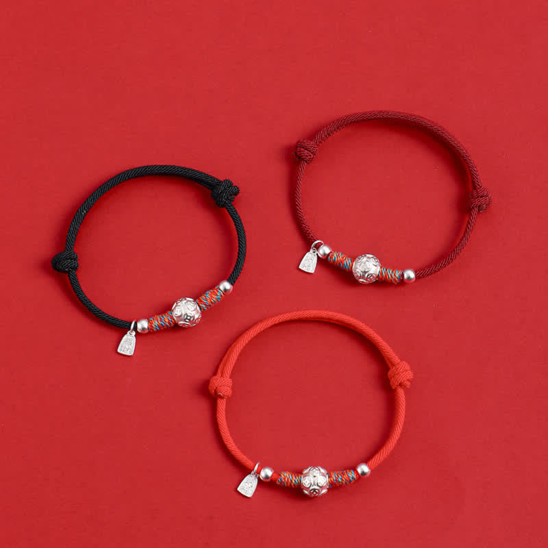 Buddha Stones 999 Sterling Silver Red String Protection Hand-Woven Bracelet