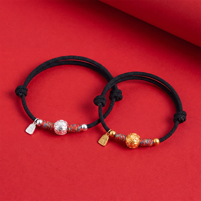 Buddha Stones 999 Sterling Silver Red String Protection Hand-Woven Bracelet