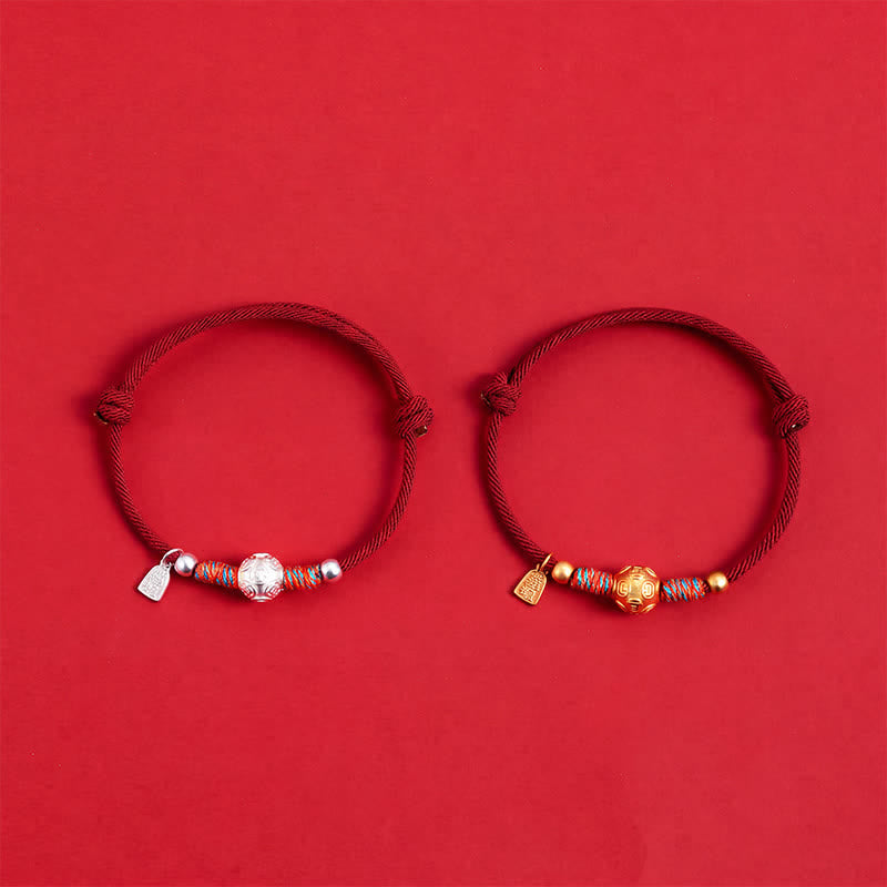 Buddha Stones 999 Sterling Silver Red String Protection Hand-Woven Bracelet