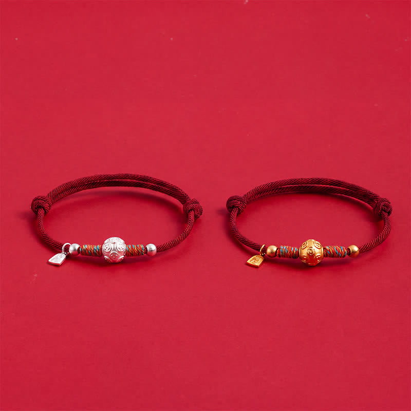 Buddha Stones 999 Sterling Silver Red String Protection Hand-Woven Bracelet